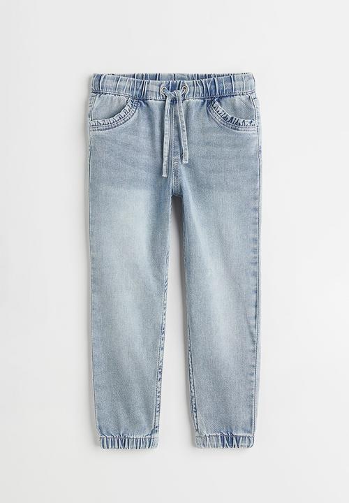 H&M - Frill-trimmed denim joggers - light denim blue