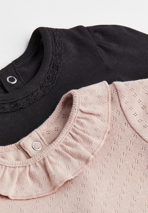 H&M - 2 Pack puff-sleeved bodysuits - black/pink