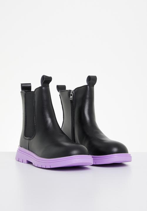Pop Candy - Girls chunky boot - black/purple