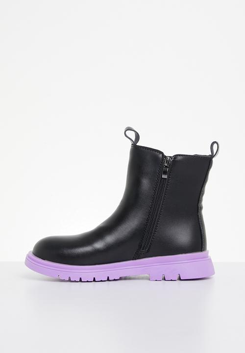Pop Candy - Girls chunky boot - black/purple