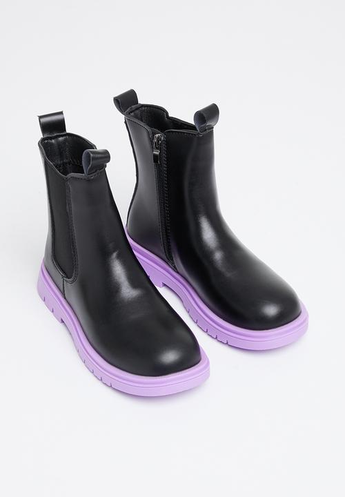 Pop Candy - Girls chunky boot - black/purple