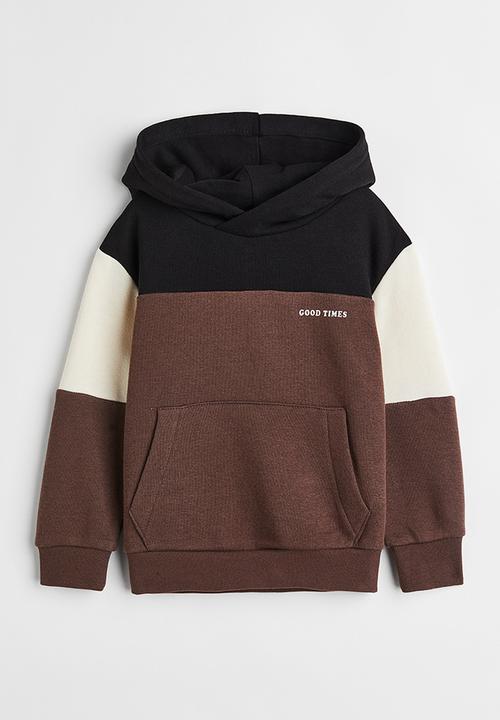 H&M - Hoodie - dark brown/block-coloured