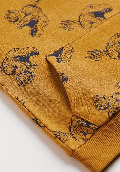 H&M - Hoodie - dark yellow/dinosaurs