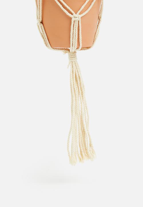 H&S - Macrame with flowerpot - natural