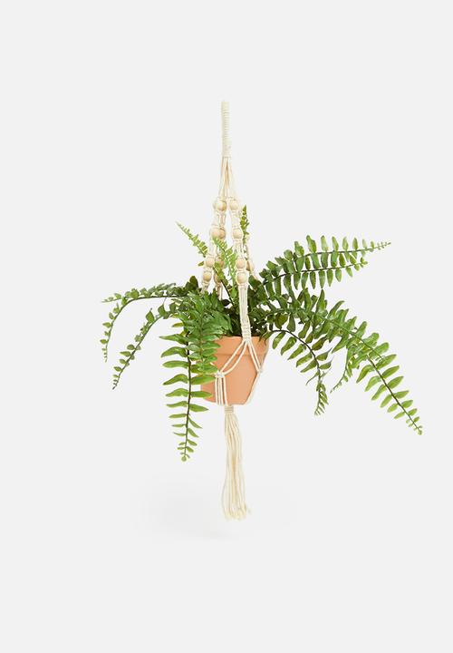 H&S - Macrame with flowerpot - natural