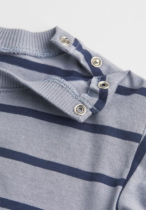 H&M - 2 Piece cotton jersey set - grey-blue/striped