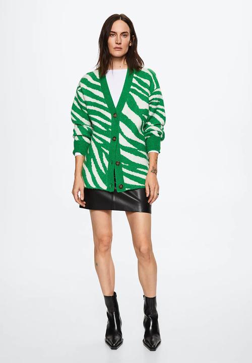 MANGO - Cardigan zebry - green