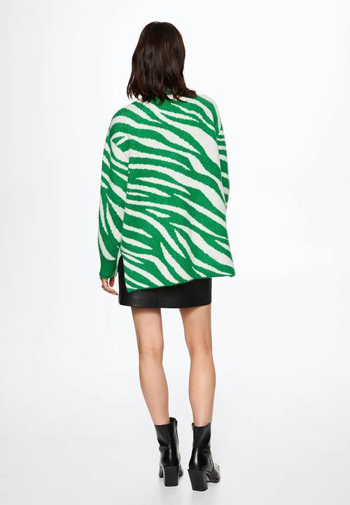 MANGO - Cardigan zebry - green