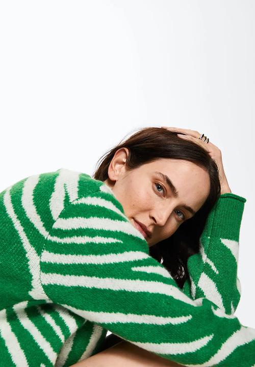 MANGO - Cardigan zebry - green