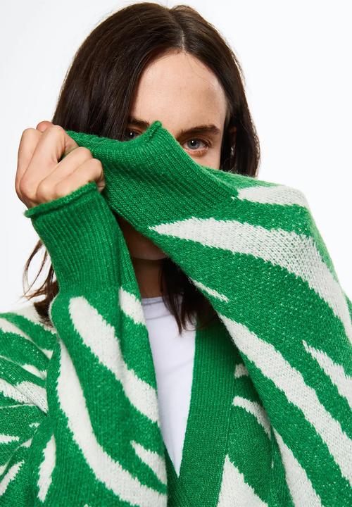 MANGO - Cardigan zebry - green