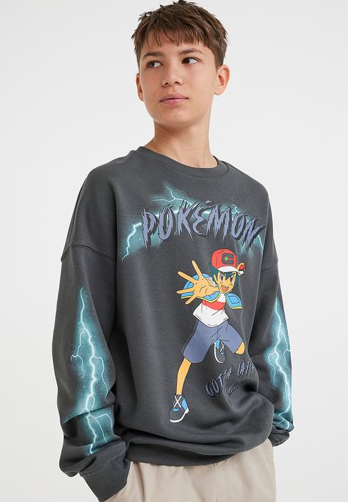 H&M - Motif-detail sweatshirt - dark grey/pokémon
