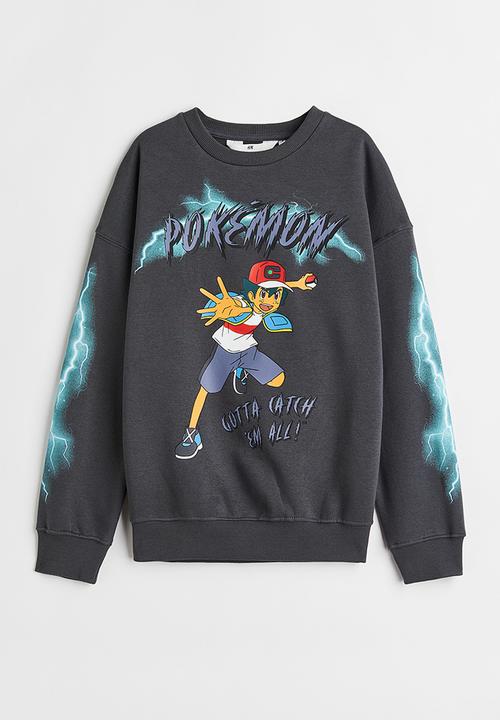 H&M - Motif-detail sweatshirt - dark grey/pokémon