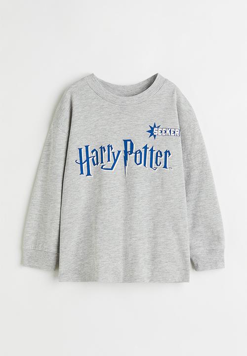 H&M - Printed cotton jersey top - light grey marl/harry potter