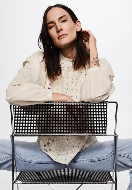 MANGO - Blouse closed - natural