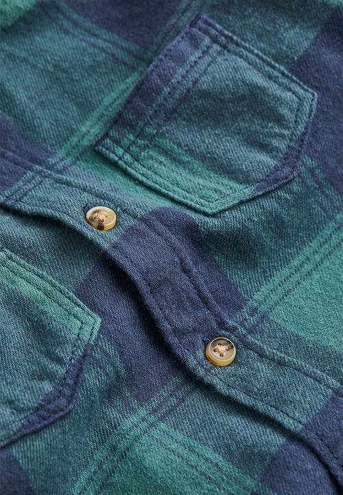 H&M - Cotton flannel shirt - dark green/checked
