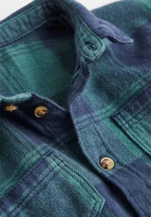H&M - Cotton flannel shirt - dark green/checked
