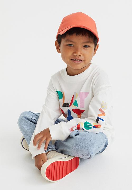 H&M - Cotton jersey top - natural white/play day
