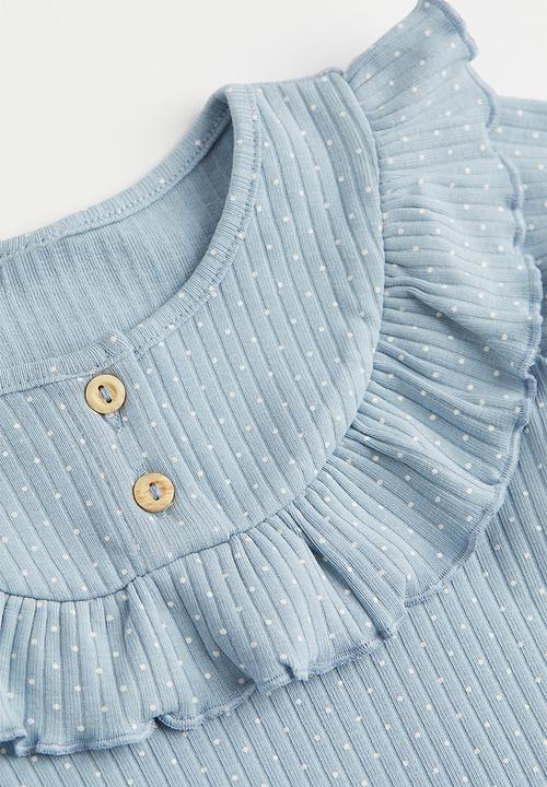 H&M - 2 Piece ribbed cotton set - light blue/spotted