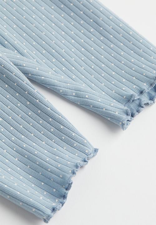 H&M - 2 Piece ribbed cotton set - light blue/spotted