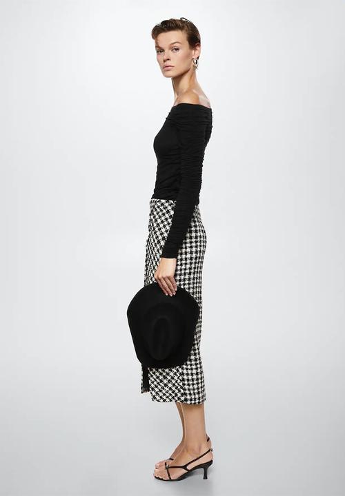 MANGO - T-shirt drap - black