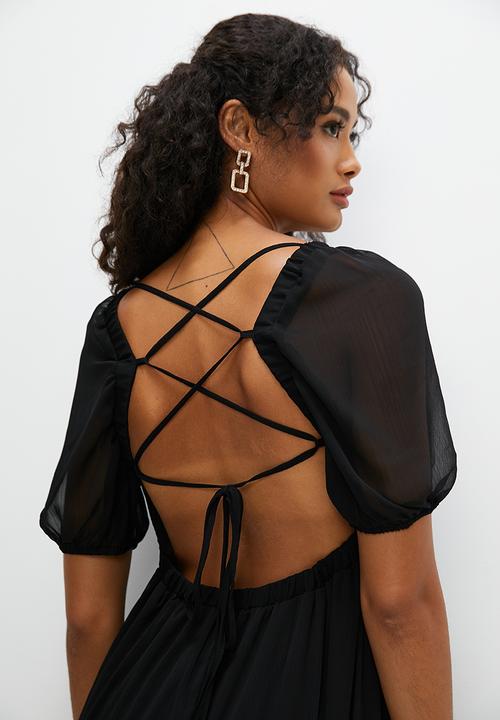 MILLA - Tie detail maxi dress - black