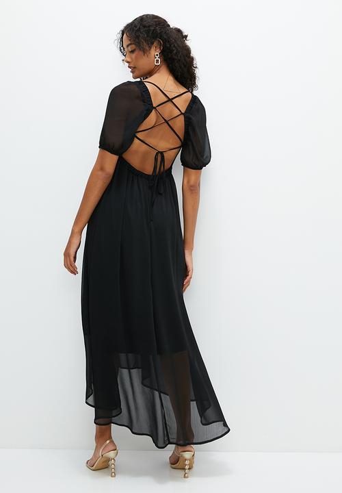 MILLA - Tie detail maxi dress - black