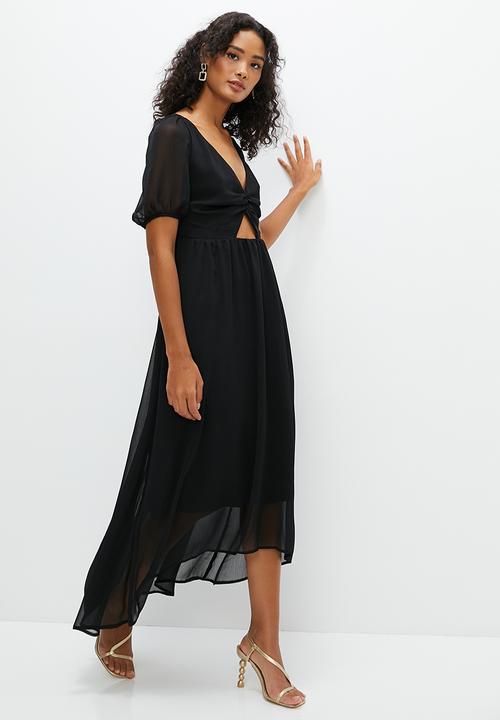 MILLA - Tie detail maxi dress - black