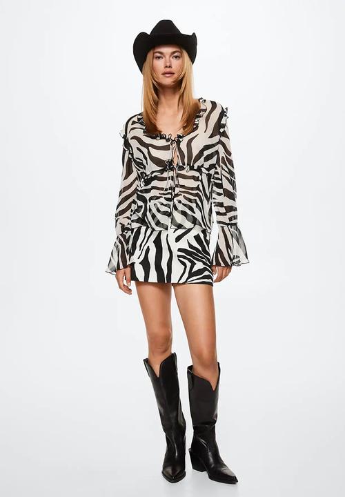 MANGO - Blouse naya - black & white 
