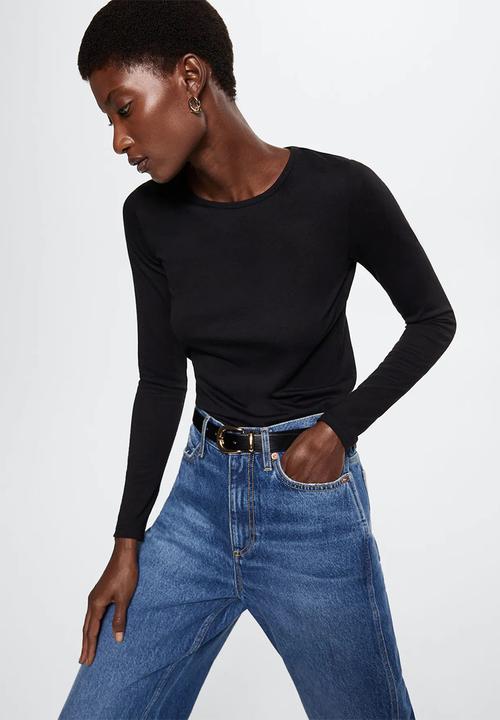 MANGO - T-shirt calley - black