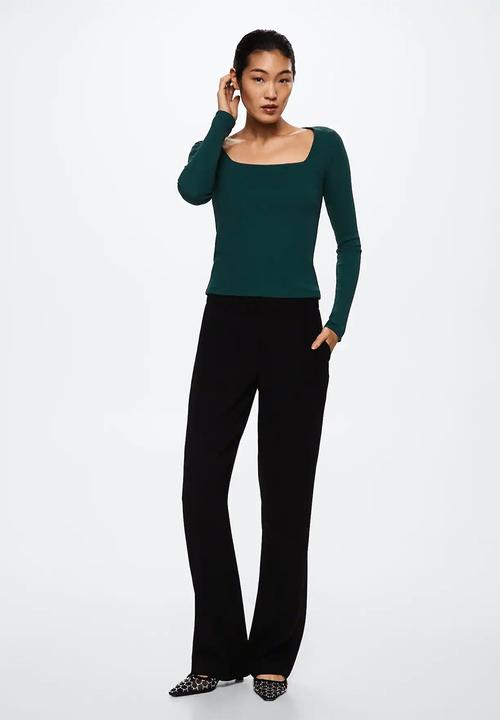 MANGO - T-shirt cottet - dark green