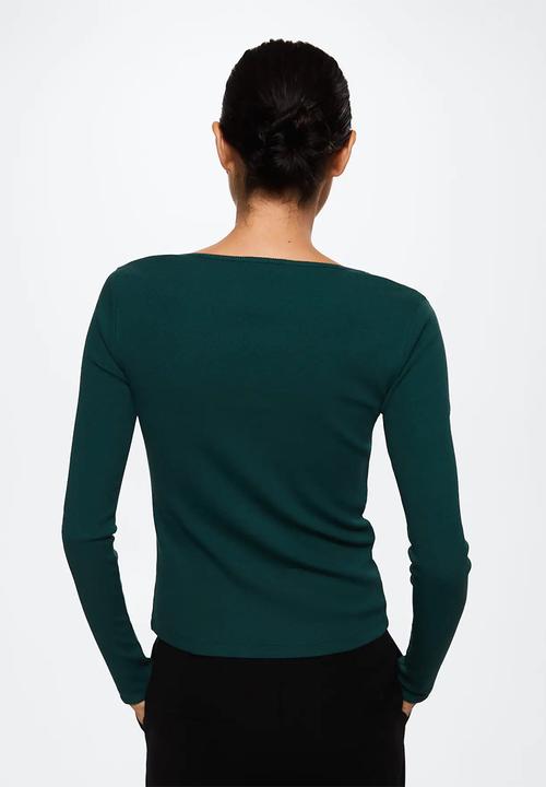 MANGO - T-shirt cottet - dark green