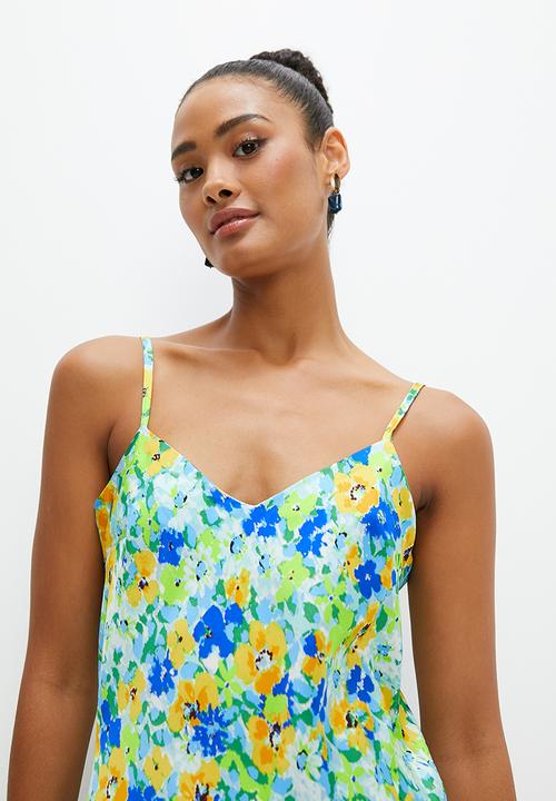 edit -  Satin slip dress - watercolour floral