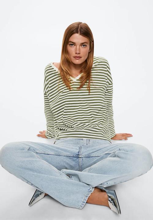 MANGO - T-shirt sacov - green