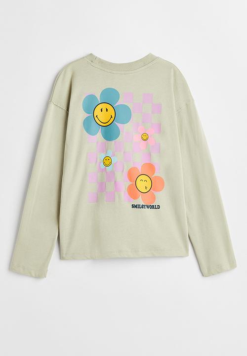 H&M - Printed cotton jersey top - light green/smileyworld®