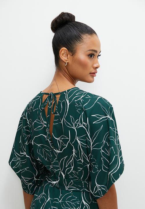 edit - Dolman sleeve wide leg jumpsuit - emerald line work