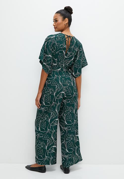 edit - Dolman sleeve wide leg jumpsuit - emerald line work