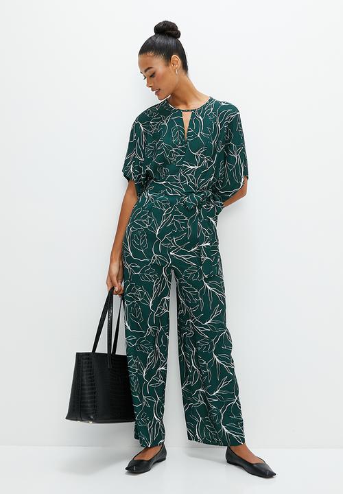edit - Dolman sleeve wide leg jumpsuit - emerald line work