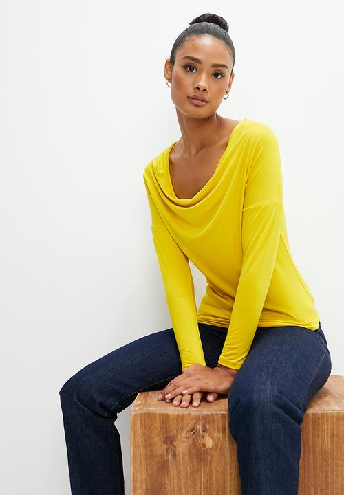 edit - Cowl neck top - yellow
