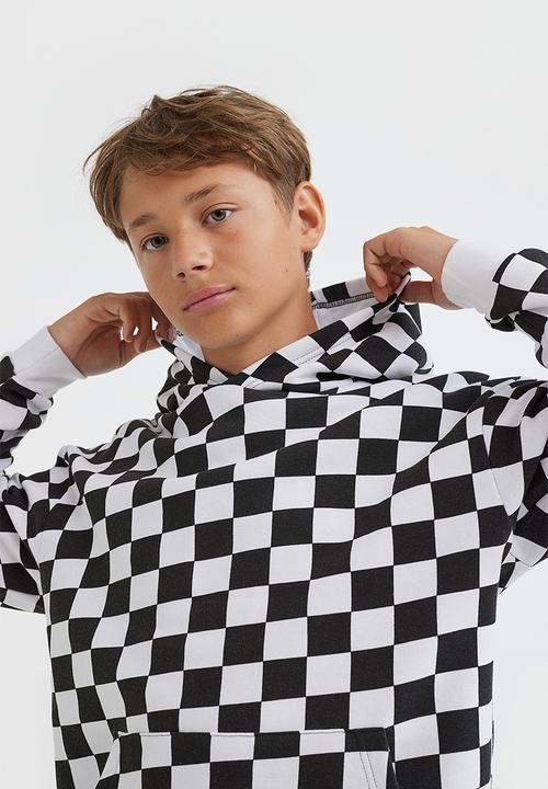 H&M - Oversized hoodie - black/white checked