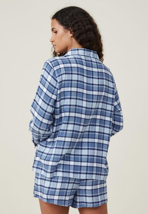 Cotton On - Flannel sleep set - mid blue check
