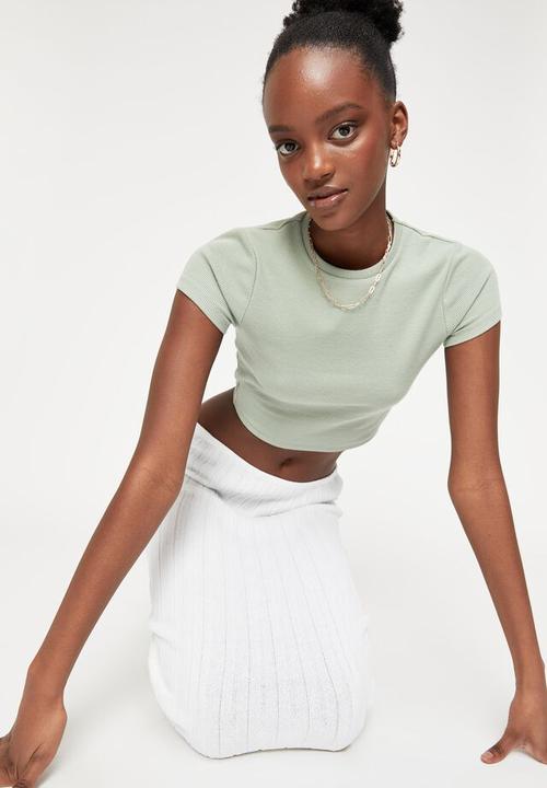 Supré  - Alissa fitted crew top - muted green