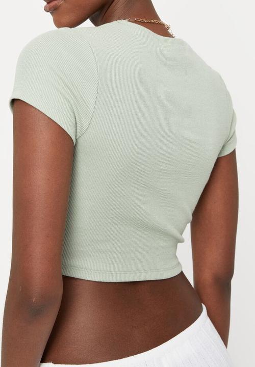 Supré  - Alissa fitted crew top - muted green