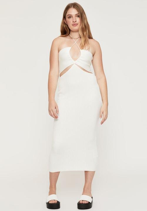 slim fit dress slacks Knitted Women's Dress with Crossed Front Halter Neck I Stylish and Timeless  Design