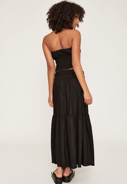 Supré  - keira shirred maxi skirt - black