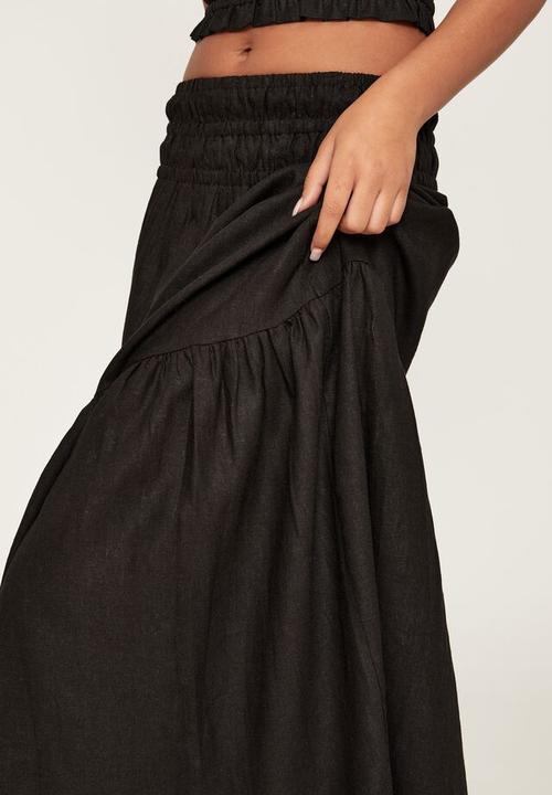 Supré  - keira shirred maxi skirt - black