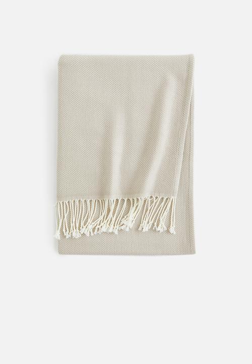 H&M - Jacquard-weave blanket - grey/beige