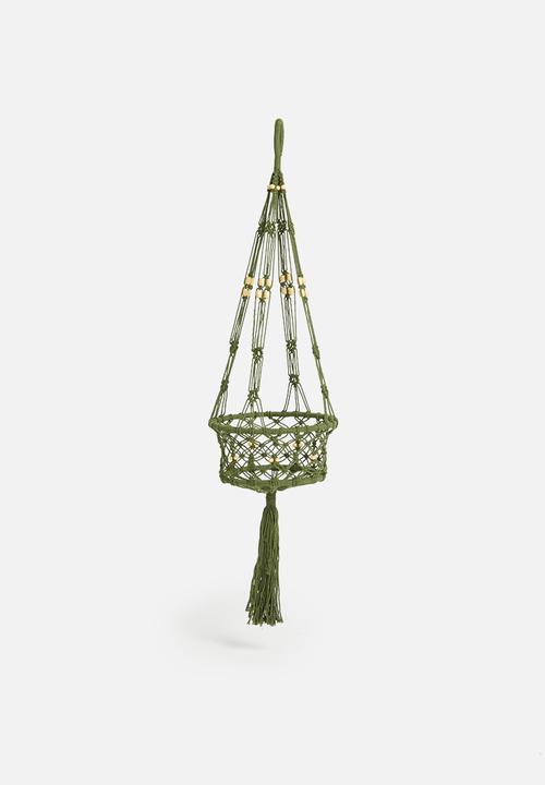 H&S - Macrame flowerpot holder- green