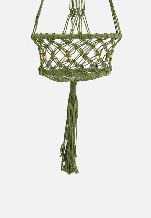 H&S - Macrame flowerpot holder- green