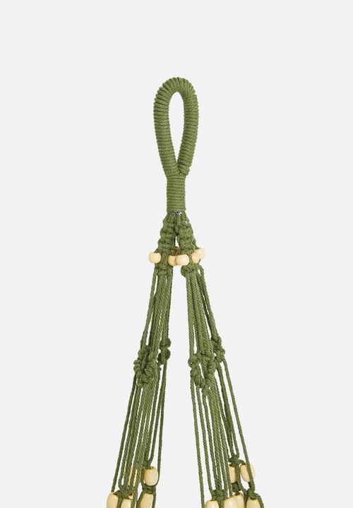 H&S - Macrame flowerpot holder- green