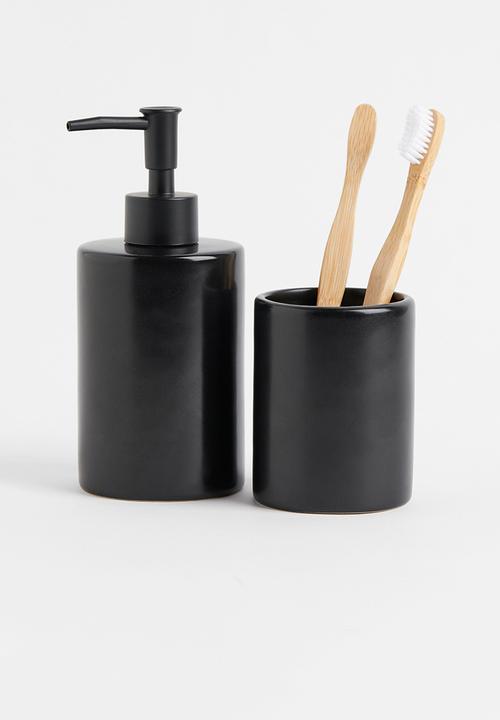 H&M - Earthenware toothbrush mug - black